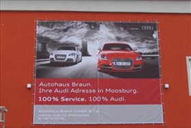 Mesh bedruckt mit Randverstärkung - Autohaus Braun
